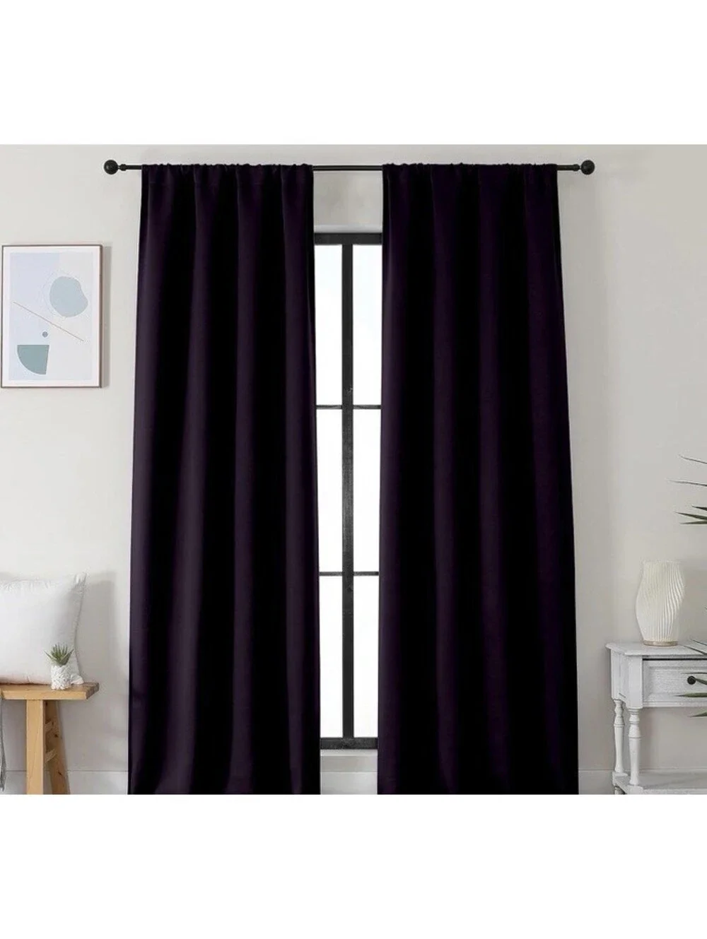 Simplebrand blackout curtains BlackBerry (dark Purple Color) 40”x96”  2 Panels
